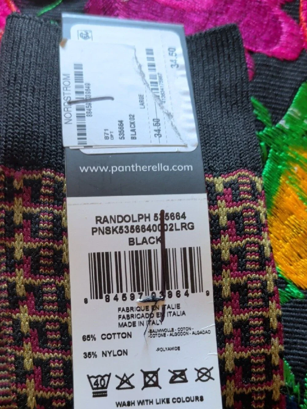 Pantherella Beige Ribbed Sock and Multicolor Patterned Dress Sock